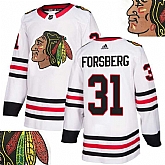 Blackhawks #31 Forsberg White With Special Glittery Logo Adidas Jersey,baseball caps,new era cap wholesale,wholesale hats